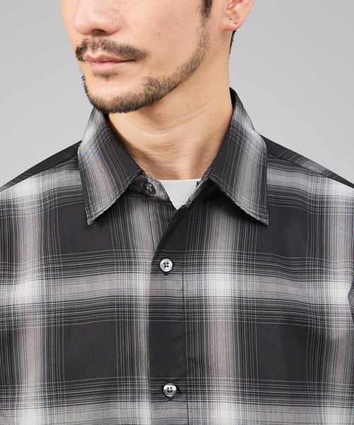 ABAHOUSE GRAY(アバハウスグレイ)の「【軽量 / 吸水速乾】セオアルファ オンブレーチェック 長袖シャツ(シャツ/ブラウス・メンズ・ネイビー/ブラック/グレイッシュベージュ・48/46/50)」の7枚目の写真