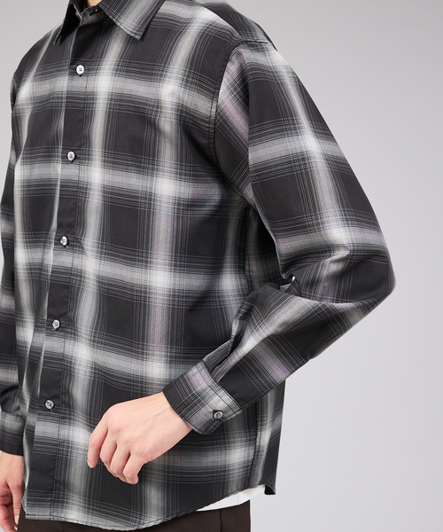 ABAHOUSE GRAY(アバハウスグレイ)の「【軽量 / 吸水速乾】セオアルファ オンブレーチェック 長袖シャツ(シャツ/ブラウス・メンズ・ネイビー/ブラック/グレイッシュベージュ・48/46/50)」の8枚目の写真