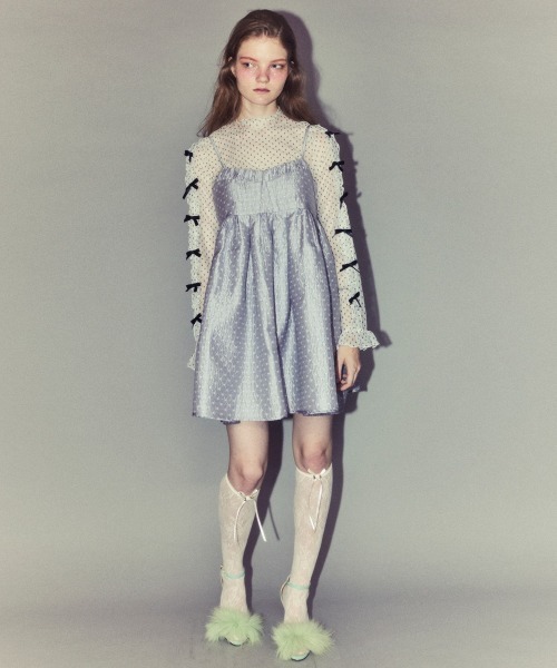 Candy Stripper(キャンディストリッパー)の「DOLLY RIBBON DOT TULLE トップス(その他トップス・レディース・オフホワイト/ピンク/ブラック・FREE)」の6枚目の写真