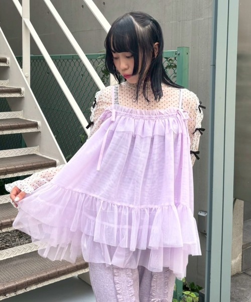 Candy Stripper(キャンディストリッパー)の「DOLLY RIBBON DOT TULLE トップス(その他トップス・レディース・オフホワイト/ピンク/ブラック・FREE)」の13枚目の写真
