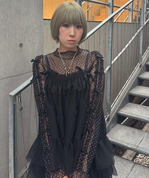 Candy Stripper(キャンディストリッパー)の「DOLLY RIBBON DOT TULLE トップス(その他トップス・レディース・オフホワイト/ピンク/ブラック・FREE)」の18枚目の写真