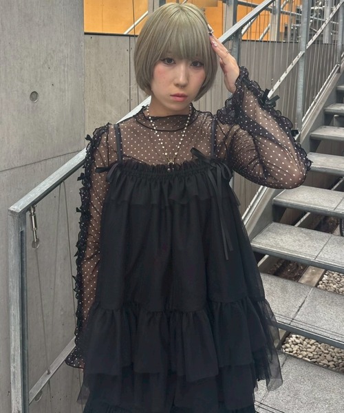 Candy Stripper(キャンディストリッパー)の「DOLLY RIBBON DOT TULLE トップス(その他トップス・レディース・オフホワイト/ピンク/ブラック・FREE)」の19枚目の写真