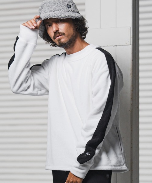 1minute 1second(ワンミニットワンセカンド)の「msw1779-soft fleece line trainer フリーストレーナー(1M25F130)(スウェット・メンズ・ホワイト/ネイビー/ブラック・XL/L/M/S)」の1枚目の写真