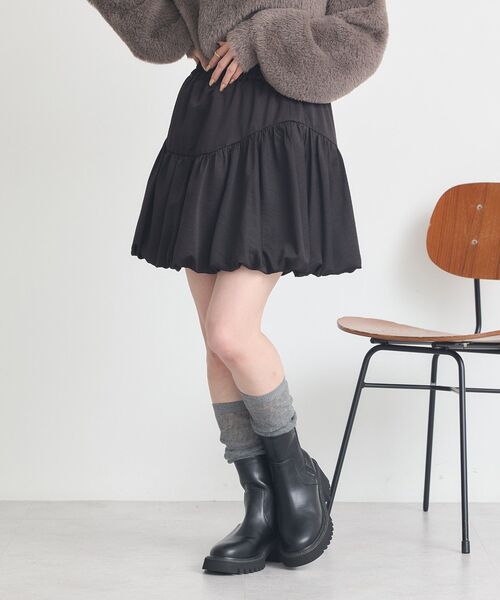 earth music&ecology（アースミュージックアンドエコロジー）の「ラウンド切り替えバルーンミニスカート（スカート・レディース・アイボリー/ブラック・FREE）」の20枚目の写真