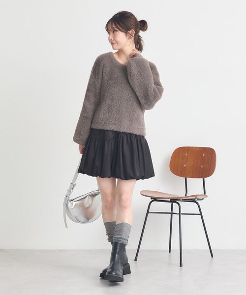 earth music&ecology（アースミュージックアンドエコロジー）の「ラウンド切り替えバルーンミニスカート（スカート・レディース・アイボリー/ブラック・FREE）」の21枚目の写真