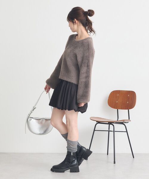 earth music&ecology（アースミュージックアンドエコロジー）の「ラウンド切り替えバルーンミニスカート（スカート・レディース・アイボリー/ブラック・FREE）」の10枚目の写真