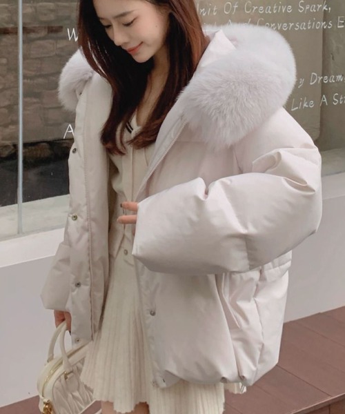 未使用級　近年　アルチビオ　中綿　ジャケット　フクロウ　ピンク　ファー　2WAY USAGI ONLINE/ZOZOTOWN限定】ナイロンリボンショートパディング