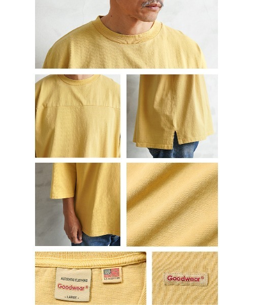 WAIPER.inc(ワイパーインク)の「Goodwear グッドウェア 2W7-65207 USAコットン ガーメントダイ 3/4 FOOTBALL Tシャツ SUPER BIG(Tシャツ/カットソー・メンズ・ピンク/グリーン系その他/ブルー系その他/イエロー/チャコールグレー・S/M/L/XL)」の6枚目の写真