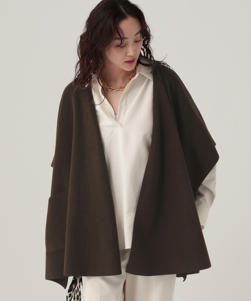 Elura（エルーラ）の「ニットリバーポンチョ/571757（ポンチョ・レディース・ベージュ/ブラウン・FREE）」の11枚目の写真