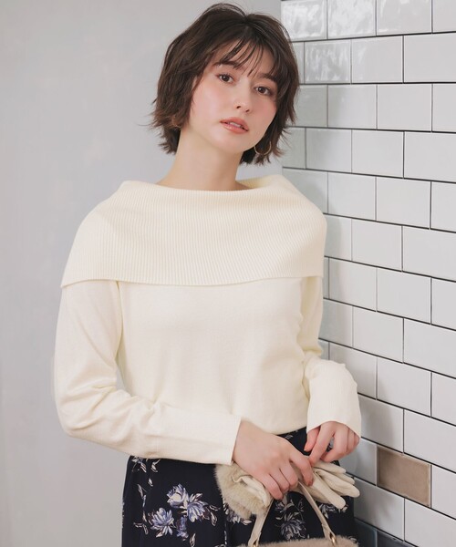 ANY SIS(エニィスィス)の「オフショルダー ニット(ニット/セーター・レディース・アイボリー系/ブラック系/ライラック系・MEDIUM)」の17枚目の写真