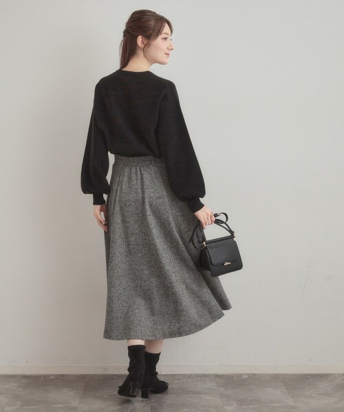 couture brooch（クチュールブローチ）の「【可愛く着映える・華やか】リボンジャカード ニットトップス（ニット/セーター・レディース・グレー/ブラック系/ホワイト系3・38/42）」の20枚目の写真