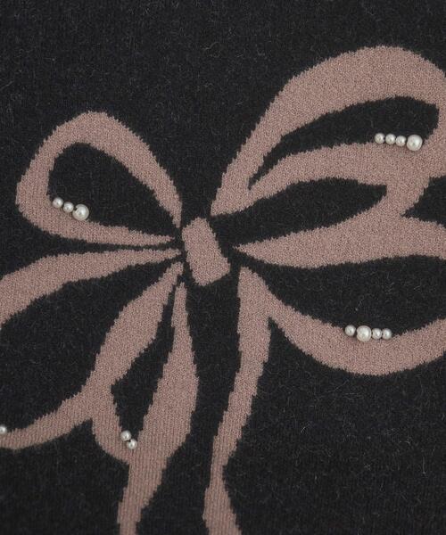 couture brooch（クチュールブローチ）の「【可愛く着映える・華やか】リボンジャカード ニットトップス（ニット/セーター・レディース・グレー/ブラック系/ホワイト系3・38/42）」の21枚目の写真