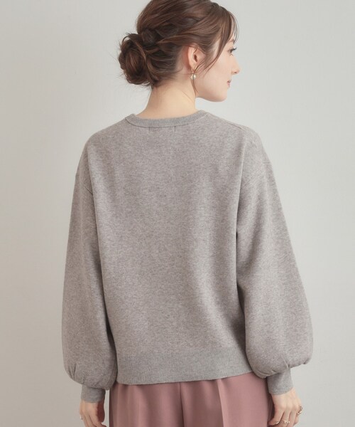 couture brooch（クチュールブローチ）の「【可愛く着映える・華やか】リボンジャカード ニットトップス（ニット/セーター・レディース・グレー/ブラック系/ホワイト系3・38/42）」の9枚目の写真