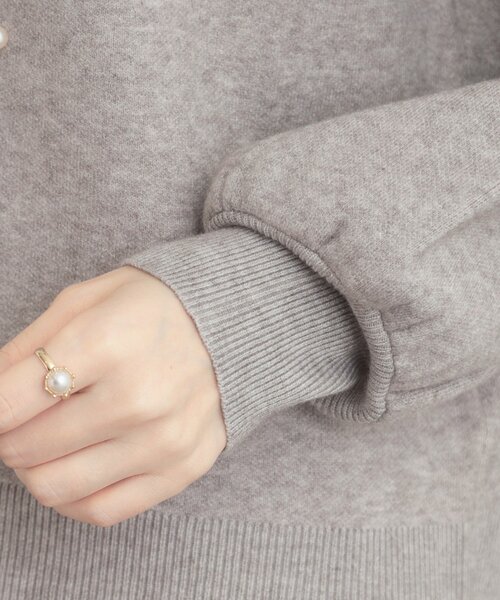 couture brooch（クチュールブローチ）の「【可愛く着映える・華やか】リボンジャカード ニットトップス（ニット/セーター・レディース・グレー/ブラック系/ホワイト系3・38/42）」の11枚目の写真