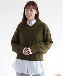 cepo | ウール混Vネックソデボリュームニットプルオーバー(ニット/セーター)