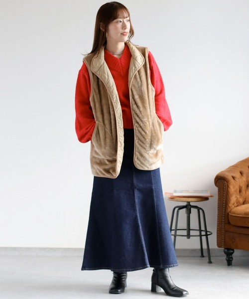 cepo(セポ)の「ウール混Vネックソデボリュームニットプルオーバー(ニット/セーター・レディース・オフホワイト/カーキ/レッド/チャコール・M)」の9枚目の写真