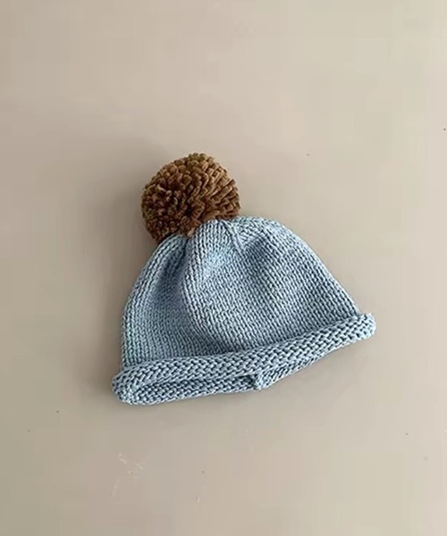 Bambin(ボンバン)の「【 Bambin / ボンバン 】 バイカラー ポンポン付 ロール ニットキャップ(ニットキャップ/ビーニー・キッズ・ベージュ/マスタード/ブルー/ブラック/カーキ/グリーン・FREE)」の16枚目の写真