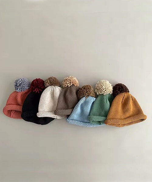 Bambin(ボンバン)の「【 Bambin / ボンバン 】 バイカラー ポンポン付 ロール ニットキャップ(ニットキャップ/ビーニー・キッズ・ベージュ/マスタード/ブルー/ブラック/カーキ/グリーン・FREE)」の15枚目の写真