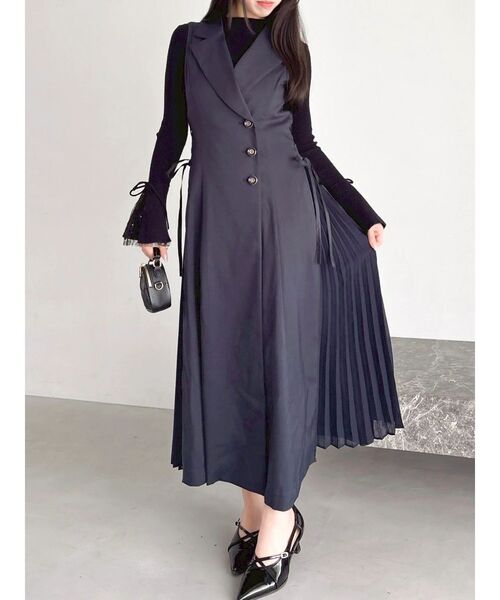 サイドプリーツテーラーワンピース（ワンピース）｜dazzlin（ダズリン