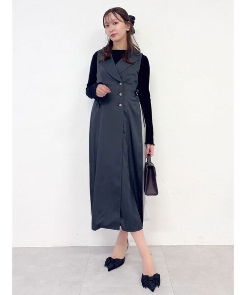 dazzlin（ダズリン）の「サイドプリーツテーラーワンピース（ワンピース・レディース・アイボリー/チャコールグレー/ブラウン/オフホワイト/グレー/その他1・SMALL/MEDIUM）」の10枚目の写真