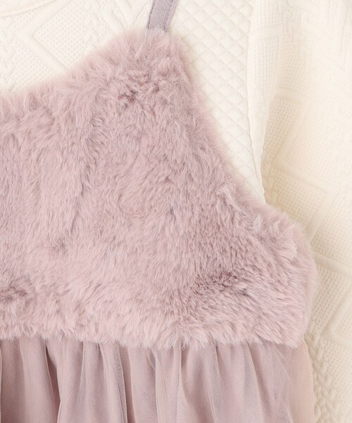 SHOO・LA・RUE（シューラルー）の「【100-150cm】ファーチュールドッキングキャミワンピ（ワンピース・キッズ・ライトベージュ/ピンク・10/11/12/13/14/15 ）」の9枚目の写真