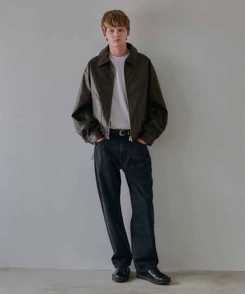 OSKR(オーエスケーアール)の「OSKR別注 ストレートデニムパンツ(デニムパンツ・メンズ・ブラック/ネイビー・MEDIUM/LARGE)」の3枚目の写真
