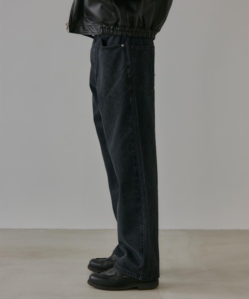 OSKR(オーエスケーアール)の「OSKR別注 ストレートデニムパンツ(デニムパンツ・メンズ・ブラック/ネイビー・MEDIUM/LARGE)」の7枚目の写真
