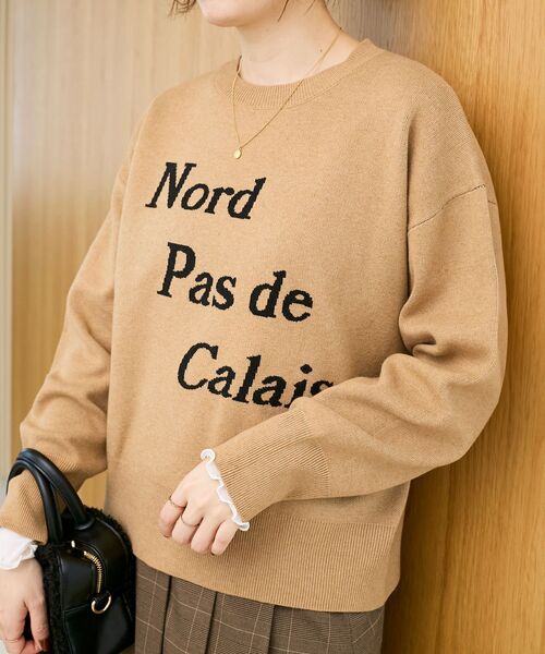 le.coeur blanc(ルクールブラン)の「AL ダブルジャガードロゴニット(ニット/セーター・レディース・ネイビー/グレー/キャメル・38)」の1枚目の写真