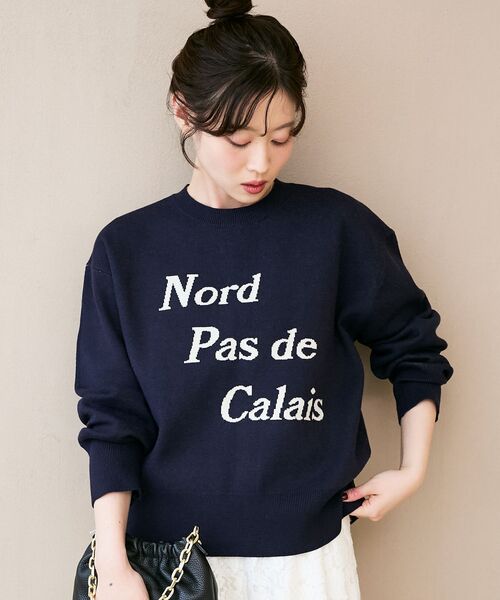 le.coeur blanc(ルクールブラン)の「AL ダブルジャガードロゴニット(ニット/セーター・レディース・ネイビー/グレー/キャメル・38)」の13枚目の写真