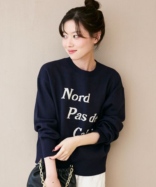 le.coeur blanc(ルクールブラン)の「AL ダブルジャガードロゴニット(ニット/セーター・レディース・ネイビー/グレー/キャメル・38)」の15枚目の写真