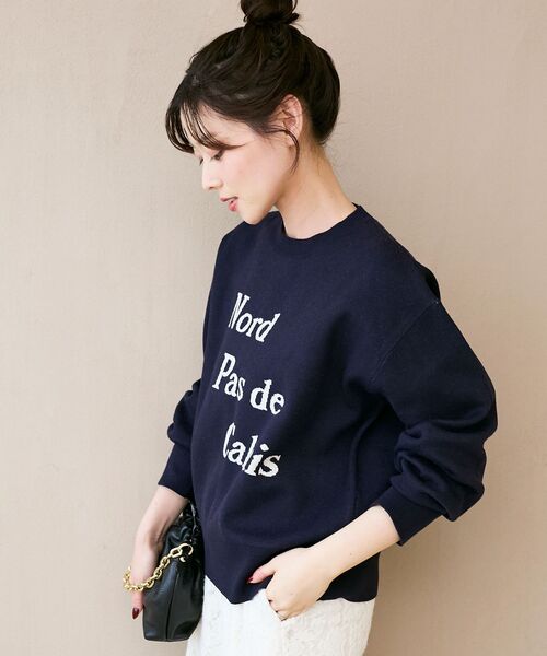 le.coeur blanc(ルクールブラン)の「AL ダブルジャガードロゴニット(ニット/セーター・レディース・ネイビー/グレー/キャメル・38)」の16枚目の写真