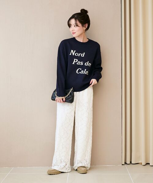 le.coeur blanc(ルクールブラン)の「AL ダブルジャガードロゴニット(ニット/セーター・レディース・ネイビー/グレー/キャメル・38)」の20枚目の写真