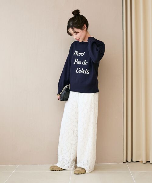 le.coeur blanc(ルクールブラン)の「AL ダブルジャガードロゴニット(ニット/セーター・レディース・ネイビー/グレー/キャメル・38)」の21枚目の写真