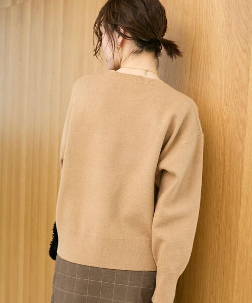 le.coeur blanc(ルクールブラン)の「AL ダブルジャガードロゴニット(ニット/セーター・レディース・ネイビー/グレー/キャメル・38)」の4枚目の写真