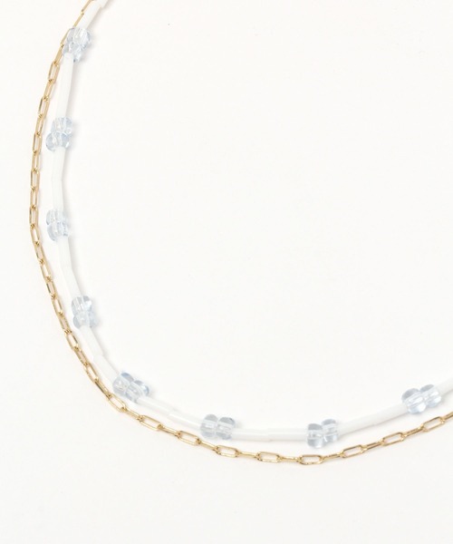 BAYFLOW（ベイフロー）の「2連ビーズネックレス（ネックレス・レディース・イエロー/ライトグレー・FREE）」の2枚目の写真