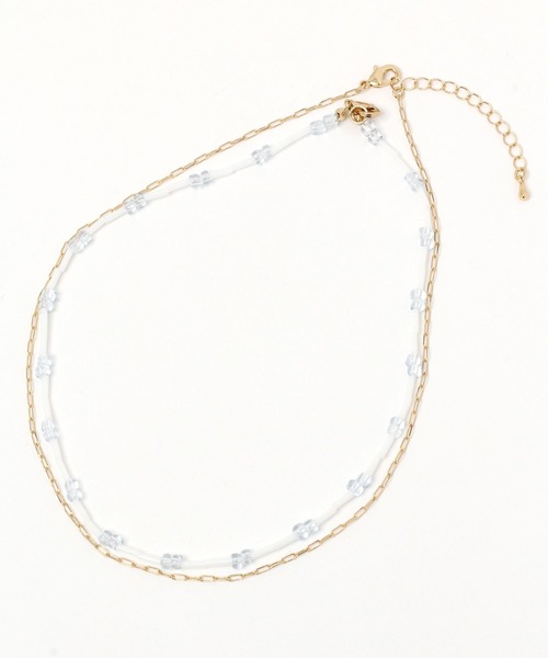 BAYFLOW（ベイフロー）の「2連ビーズネックレス（ネックレス・レディース・イエロー/ライトグレー・FREE）」の3枚目の写真