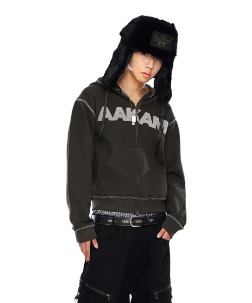 AAKAM(アーカム)の「Boucle Logo Zip-Up Hoodie (Khaki)(パーカー・レディース・その他・2/1)」の14枚目の写真