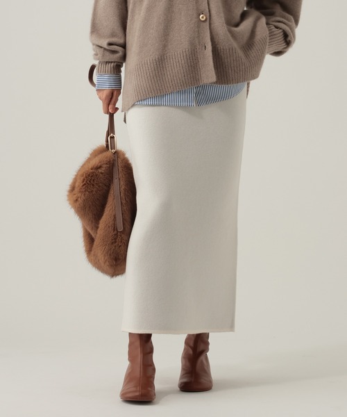 Elura（エルーラ）の「配色ナロースカート/612481（スカート・レディース・チャコールグレー/オフホワイト/ブラウン・FREE）」の7枚目の写真