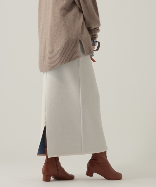 Elura（エルーラ）の「配色ナロースカート/612481（スカート・レディース・チャコールグレー/オフホワイト/ブラウン・FREE）」の8枚目の写真