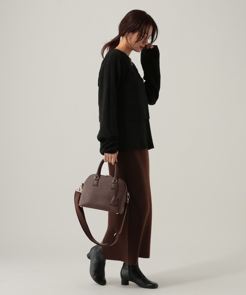 Elura（エルーラ）の「配色ナロースカート/612481（スカート・レディース・チャコールグレー/オフホワイト/ブラウン・FREE）」の12枚目の写真