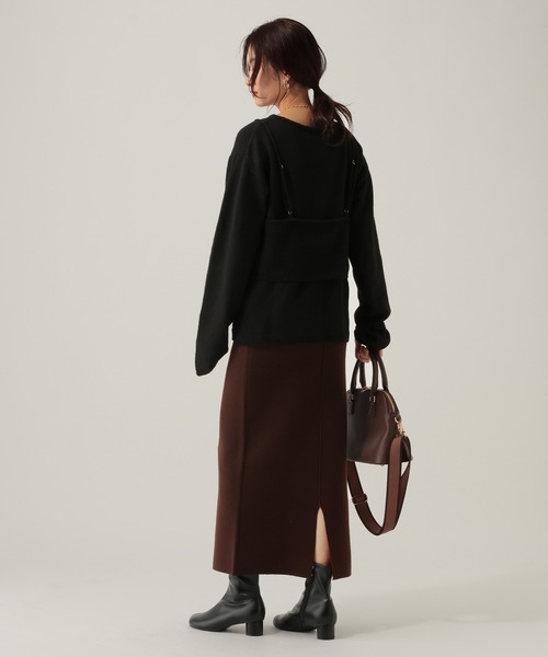 Elura（エルーラ）の「配色ナロースカート/612481（スカート・レディース・チャコールグレー/オフホワイト/ブラウン・FREE）」の13枚目の写真