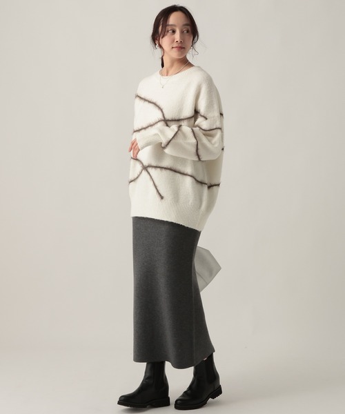 Elura（エルーラ）の「配色ナロースカート/612481（スカート・レディース・チャコールグレー/オフホワイト/ブラウン・FREE）」の9枚目の写真