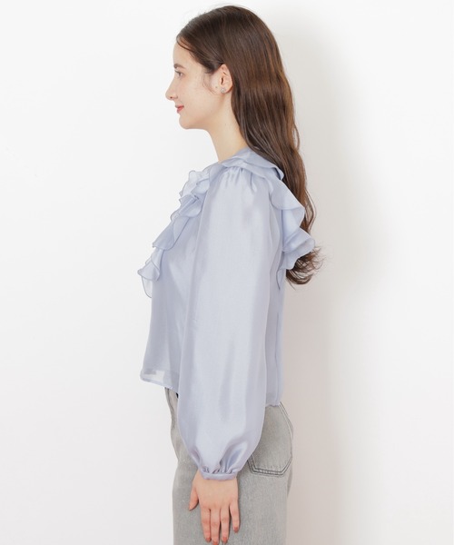 JILL by JILL STUART(ジルバイジルスチュアート)の「◇フロントフリルシアーブラウス(シャツ/ブラウス・レディース・ブルー/ホワイト・FREE)」の18枚目の写真