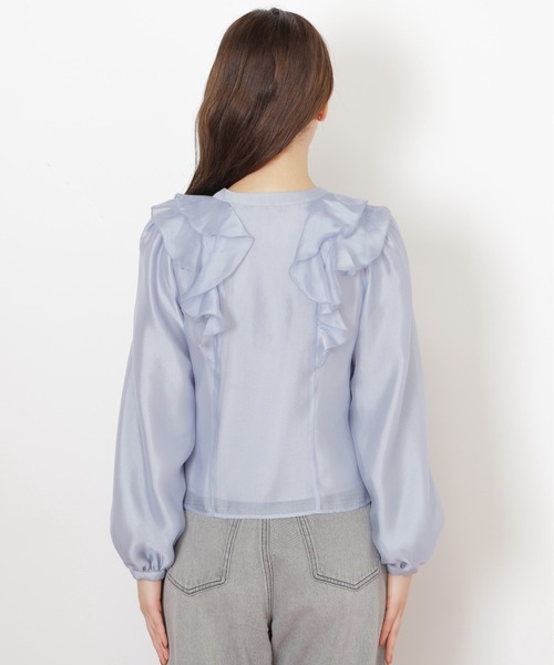 JILL by JILL STUART(ジルバイジルスチュアート)の「◇フロントフリルシアーブラウス(シャツ/ブラウス・レディース・ブルー/ホワイト・FREE)」の19枚目の写真