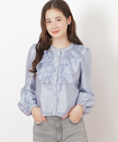 JILL by JILL STUART(ジルバイジルスチュアート)の「◇フロントフリルシアーブラウス(シャツ/ブラウス・レディース・ブルー/ホワイト・FREE)」の13枚目の写真