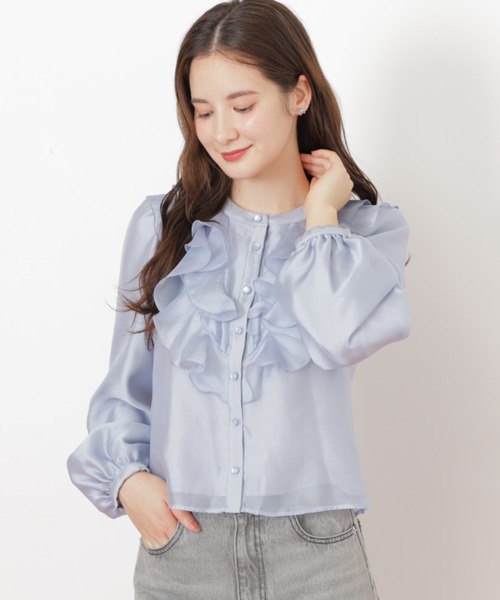 JILL by JILL STUART(ジルバイジルスチュアート)の「◇フロントフリルシアーブラウス(シャツ/ブラウス・レディース・ブルー/ホワイト・FREE)」の17枚目の写真