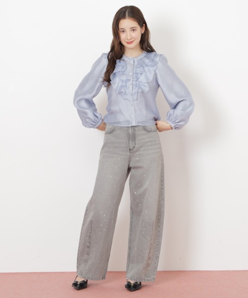 JILL by JILL STUART(ジルバイジルスチュアート)の「◇フロントフリルシアーブラウス(シャツ/ブラウス・レディース・ブルー/ホワイト・FREE)」の20枚目の写真
