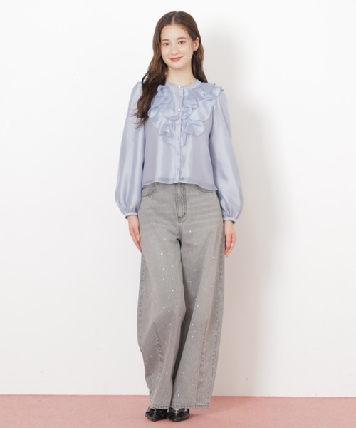 JILL by JILL STUART(ジルバイジルスチュアート)の「◇フロントフリルシアーブラウス(シャツ/ブラウス・レディース・ブルー/ホワイト・FREE)」の21枚目の写真