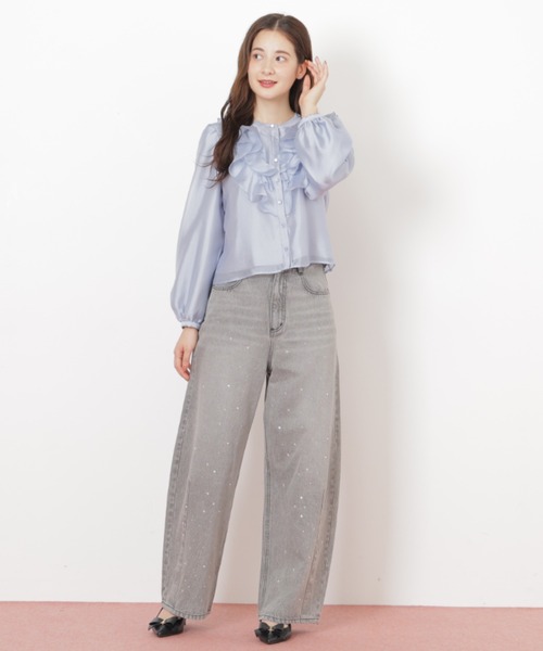 JILL by JILL STUART(ジルバイジルスチュアート)の「◇フロントフリルシアーブラウス(シャツ/ブラウス・レディース・ブルー/ホワイト・FREE)」の22枚目の写真