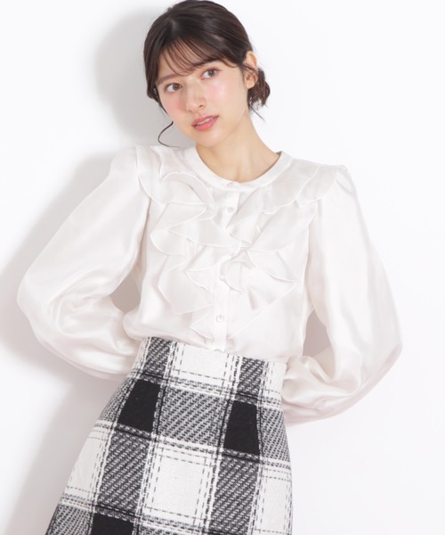 JILL by JILL STUART(ジルバイジルスチュアート)の「◇フロントフリルシアーブラウス(シャツ/ブラウス・レディース・ブルー/ホワイト・FREE)」の5枚目の写真